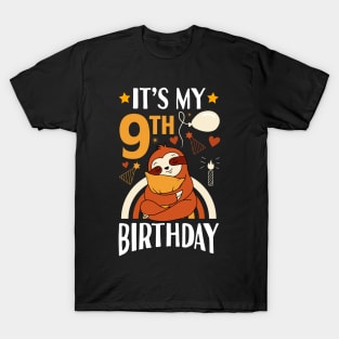 It's My 9th Birthday Sloth T-Shirt